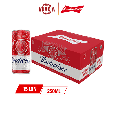 Thùng Budweiser Partypack 15 Lon 250ml - QUÀ TẶNG KHÔNG BÁN