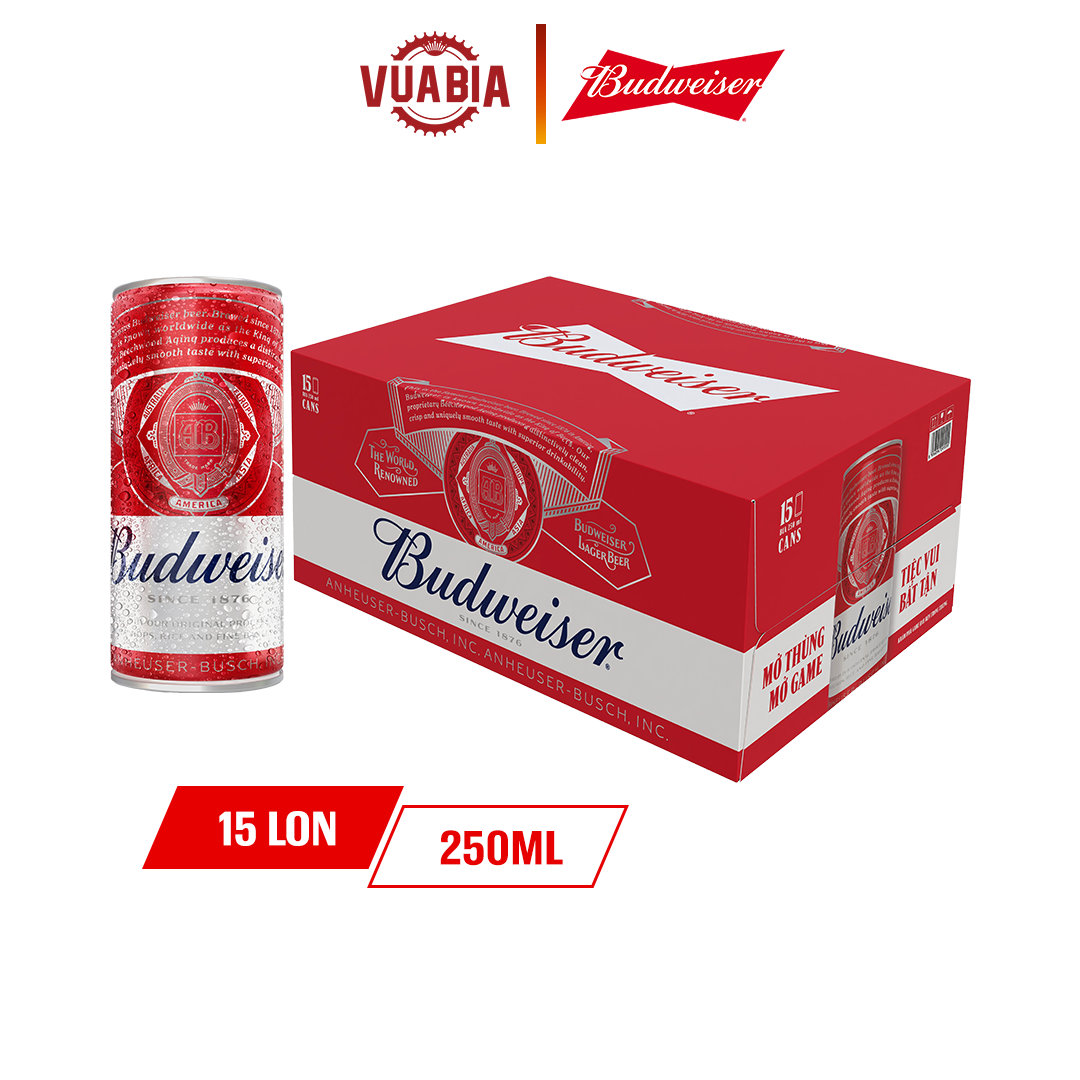 Thùng Budweiser Partypack 15 Lon 250ml - QUÀ TẶNG KHÔNG BÁN