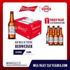 [FREESHIP] Bia Budweiser Thùng 24 Chai 330ml - Tặng 6 Chai Budweiser 330ml
