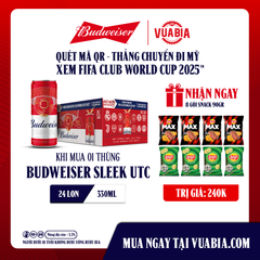 [Chỉ Áp Dụng Miền Nam] [FREESHIP] Bia Budweiser Sleek Thùng 24 Lon 330ml Phiên Bản FIFA Club World Cup 2025 - Tặng 8 Gói Snack 90gr