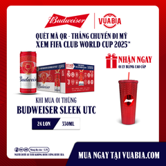 [FREESHIP] Bia Budweiser Sleek Thùng 24 Lon 330ml Phiên Bản FIFA Club World Cup 2025 - Tặng 1 Ly Budweiser Blink