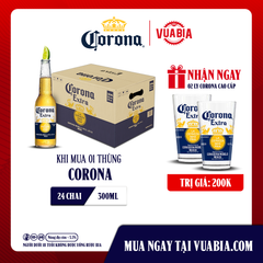 [FREESHIP] Bia Corona Extra Thùng 24 Chai 300ml - Tặng 2 ly Corona