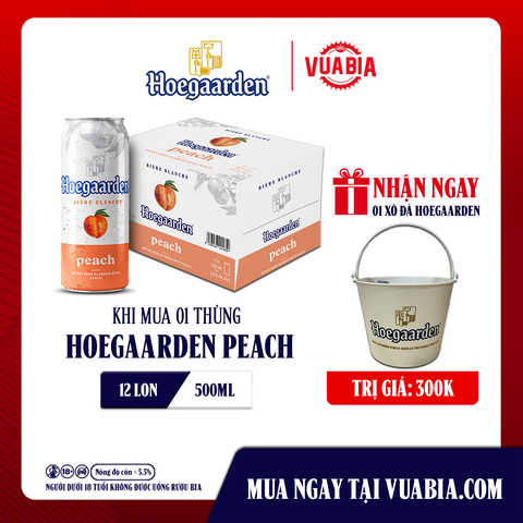 [Chỉ Áp Dụng Miền Bắc] [FREESHIP] Bia Hoegaarden Peach Thùng 12 Lon 500ml - Tặng 1 Xô Đá Hoegaarden