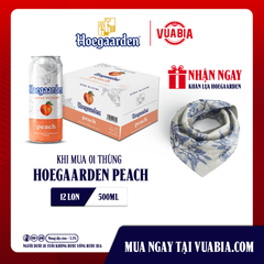 [Chỉ Áp Dụng Miền Nam] [FREESHIP] Bia Hoegaarden Peach Thùng 12 Lon 500ml - Tặng 1 Khăn Lụa Hoegaarden Cao Cấp