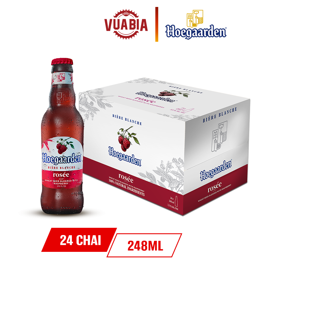 Thùng Bia Hoegaarden Rosée 24 Chai 248ml - QUÀ TẶNG KHÔNG BÁN