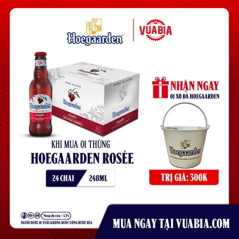 [Chỉ Áp Dụng Miền Bắc] [FREESHIP] Bia Hoegaarden Rosée Thùng 24 Chai 248ml - Tặng 1 Xô Đá Hoegaarden