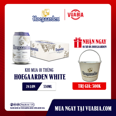 [Chỉ Áp Dụng Miền Bắc] [FREESHIP] Bia Hoegaarden White Thùng 24 Lon 330ml - Tặng 1 Xô Đá Hoegaarden