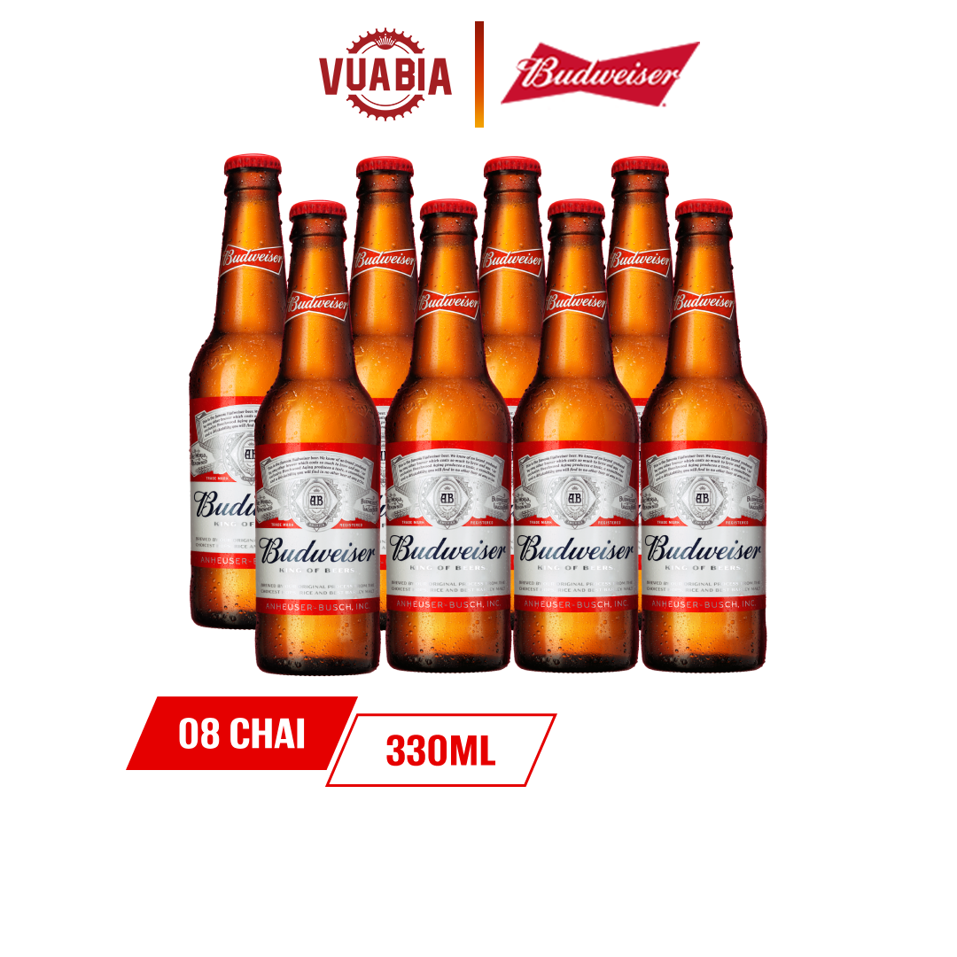 [Date 08/2025] Lốc 8 Chai Budweiser 330ml - QUÀ TẶNG KHÔNG BÁN