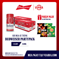 [FREESHIP] Bia Budweiser PartyPack Combo 2 Thùng 15 Lon 250ml - Tặng 4 Gói Snack 90gr