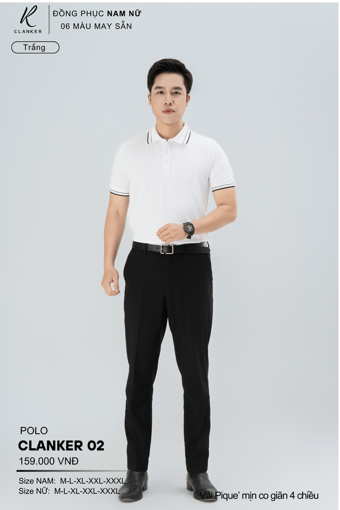 Áo Polo Thể Thao CLANKER 02 Nam , Nữ Màu Trắng