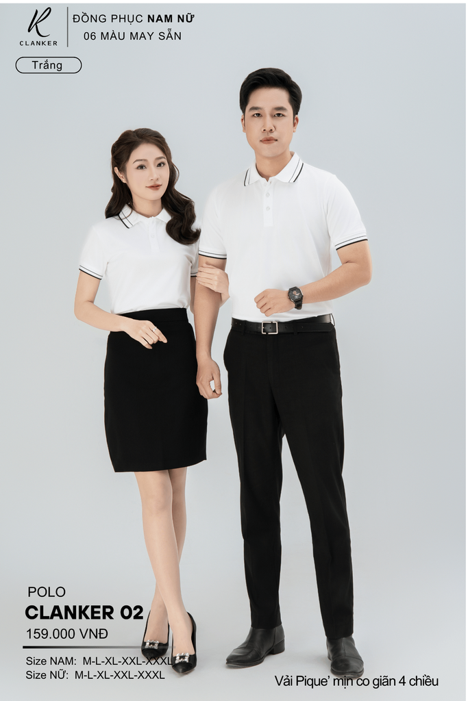 Áo Polo Thể Thao CLANKER 02 Nam , Nữ Màu Trắng