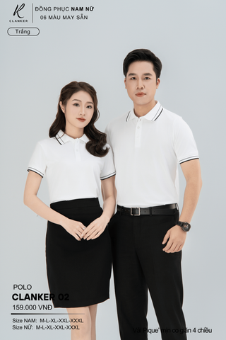 Áo Polo Thể Thao CLANKER 02 Nam , Nữ Màu Trắng