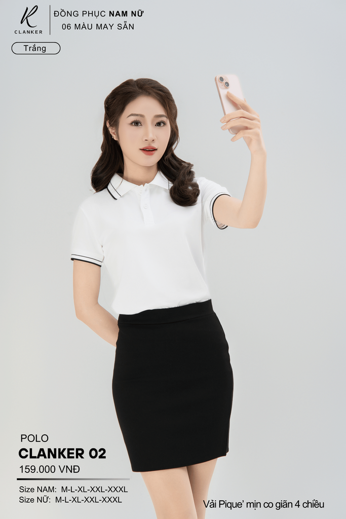 Áo Polo Thể Thao CLANKER 02 Nam , Nữ Màu Trắng