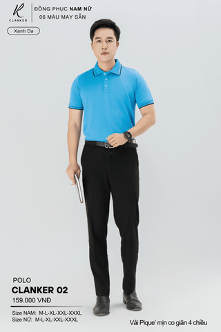 Áo Polo Thể Thao CLANKER 02 Nam , Nữ Màu Xanh Da