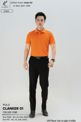 Áo Polo Thể Thao CLANKER 01 Nam , Nữ Màu Cam Vải Cá Sấu Thể Thao Mịn Co Dãn 4 Chiều Phủ Nano Kháng Khuẩn
