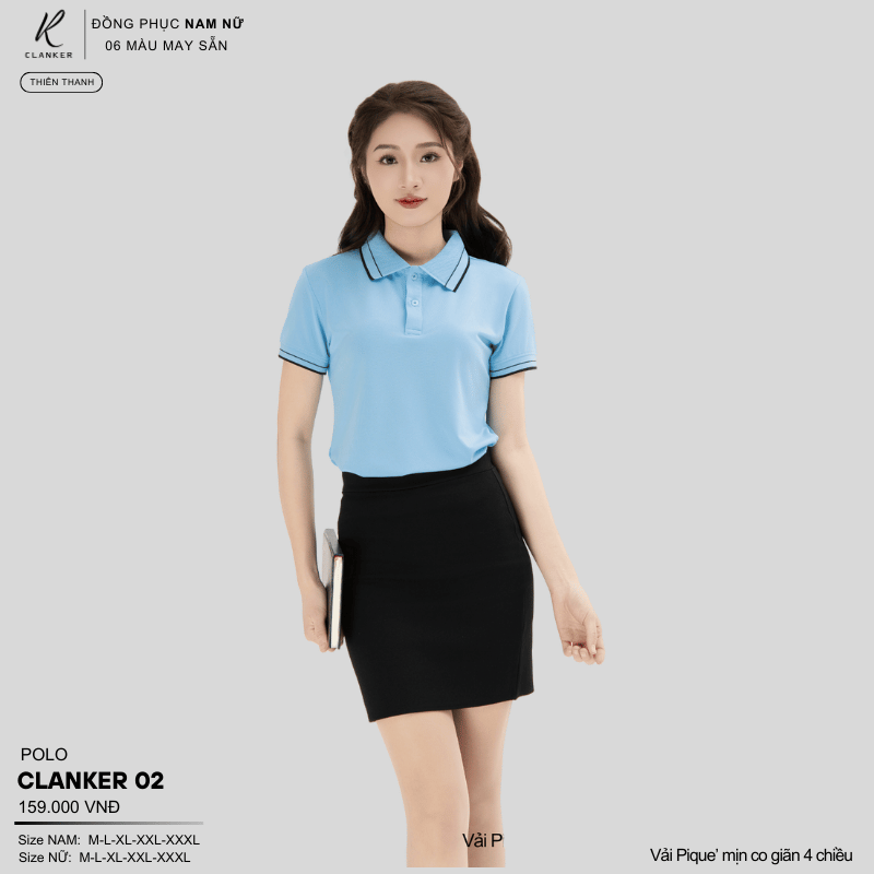 Áo Polo Thể Thao CLANKER 02 Nam , Nữ Màu Xanh Da