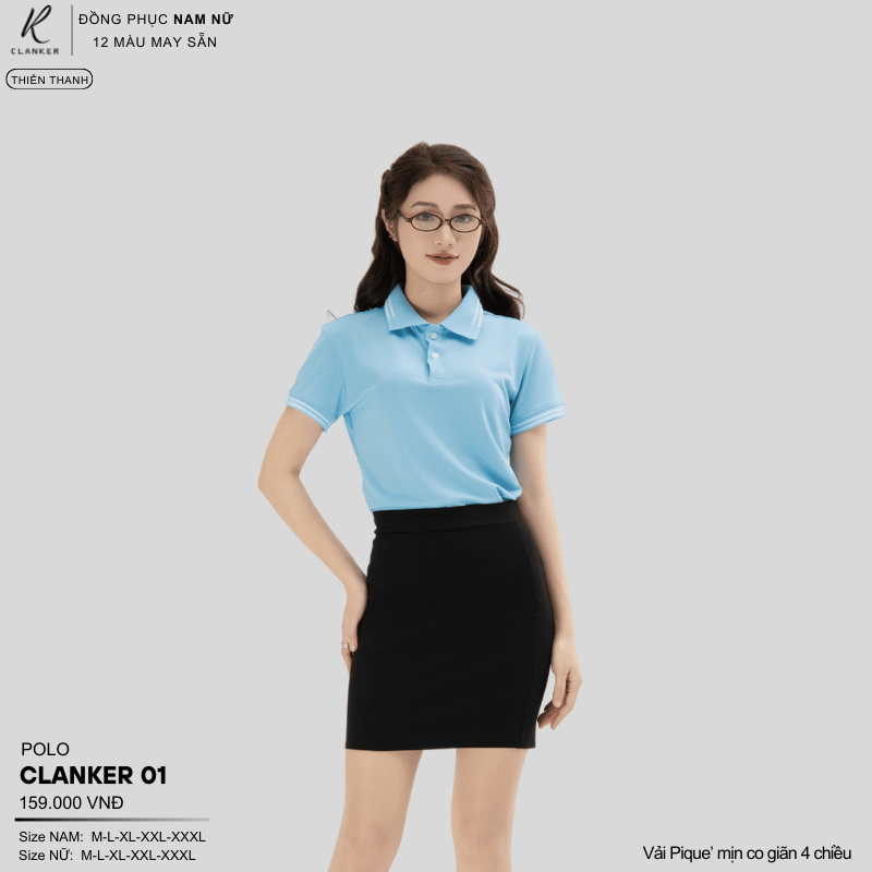 Áo Polo Thể Thao CLANKER 01 Nam , Nữ Màu Xanh Bích Vải Cá Sấu Thể Thao Mịn Co Dãn 4 Chiều Phủ Nano Kháng Khuẩn