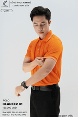 Áo Polo Thể Thao CLANKER 01 Nam , Nữ Màu Cam Vải Cá Sấu Thể Thao Mịn Co Dãn 4 Chiều Phủ Nano Kháng Khuẩn