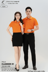 Áo Polo Thể Thao CLANKER 01 Nam , Nữ Màu Cam Vải Cá Sấu Thể Thao Mịn Co Dãn 4 Chiều Phủ Nano Kháng Khuẩn