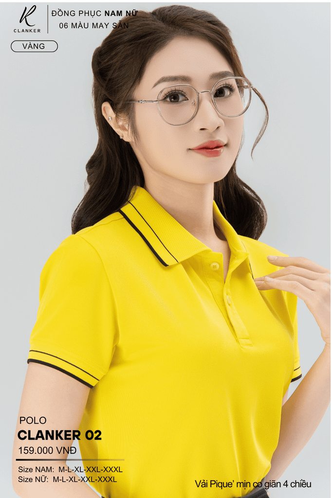 Áo Polo Thể Thao CLANKER 02 Nam , Nữ Màu Vàng