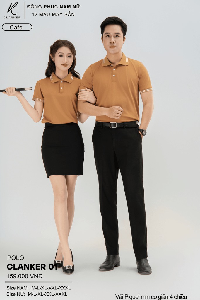 Áo Polo Thể Thao CLANKER 01 Nam , Nữ Màu Cafe Vải Cá Sấu Thể Thao Mịn Co Dãn 4 Chiều Phủ Nano Kháng Khuẩn