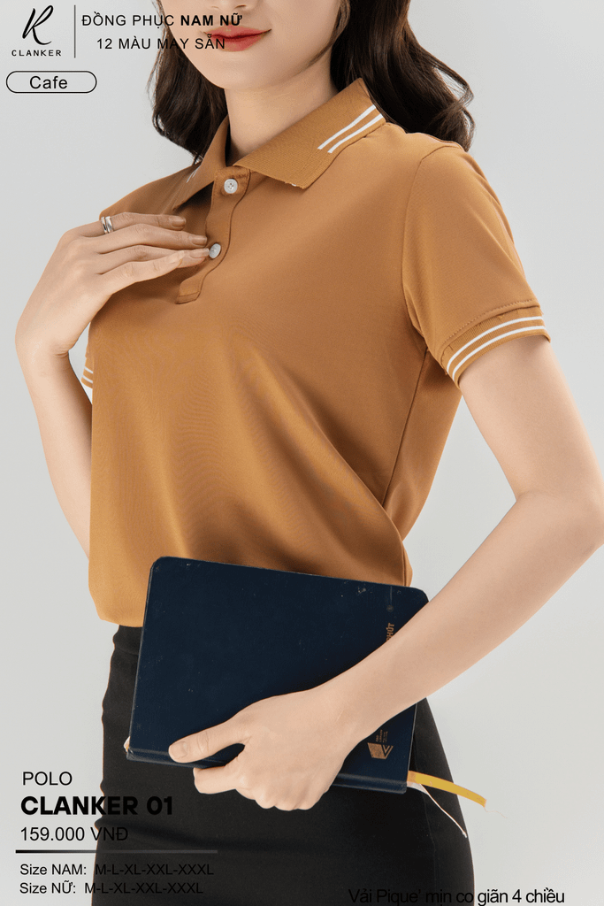 Áo Polo Thể Thao CLANKER 01 Nam , Nữ Màu Cafe Vải Cá Sấu Thể Thao Mịn Co Dãn 4 Chiều Phủ Nano Kháng Khuẩn