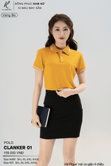 Áo Polo Thể Thao CLANKER 01 Nam , Nữ Màu Vàng Bò Vải Cá Sấu Thể Thao Mịn Co Dãn 4 Chiều Phủ Nano Kháng Khuẩn