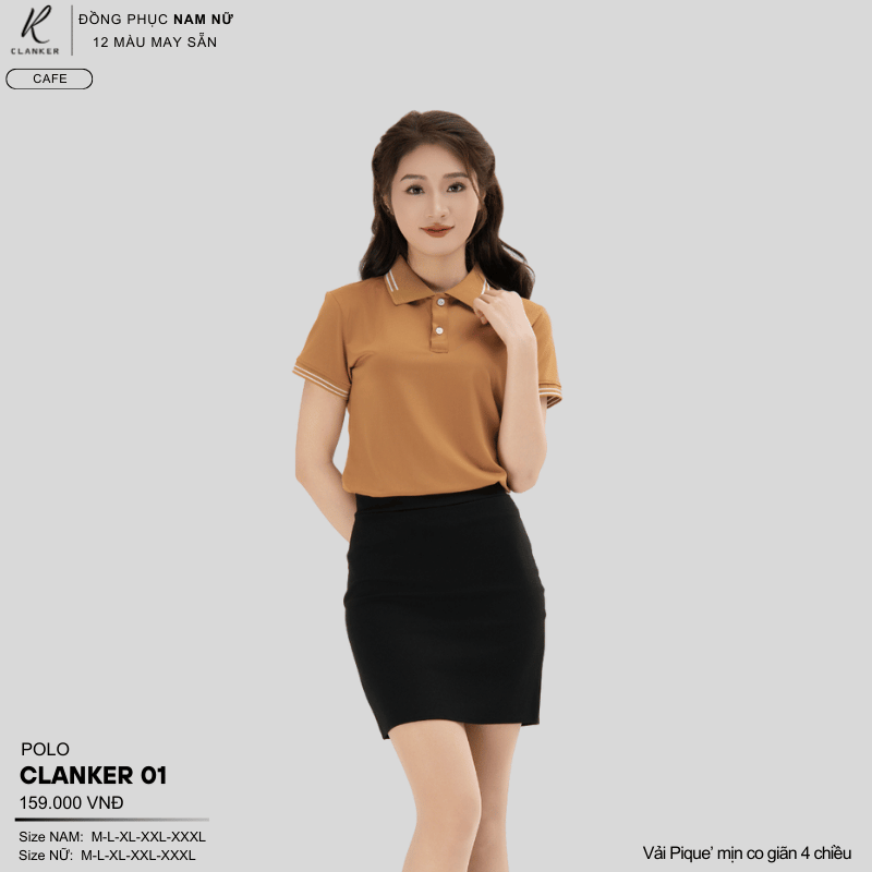 Áo Polo Thể Thao CLANKER 01 Nam , Nữ Màu Vàng Vải Cá Sấu Thể Thao Mịn Co Dãn 4 Chiều Phủ Nano Kháng Khuẩn