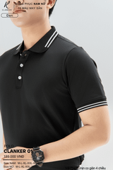 Áo Polo Thể Thao CLANKER 01 Nam , Nữ Màu Đen Vải Cá Sấu Thể Thao Mịn Co Dãn 4 Chiều Phủ Nano Kháng Khuẩn