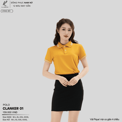 Áo Polo Thể Thao CLANKER 01 Nam , Nữ Màu Vàng Bò Vải Cá Sấu Thể Thao Mịn Co Dãn 4 Chiều Phủ Nano Kháng Khuẩn