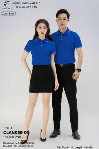 Áo Polo Thể Thao CLANKER 01 Nam , Nữ Màu Xanh Bích Vải Cá Sấu Thể Thao Mịn Co Dãn 4 Chiều Phủ Nano Kháng Khuẩn