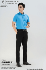 Áo Polo Thể Thao CLANKER 01 Nam , Nữ Màu Xanh Da Vải Cá Sấu Thể Thao Mịn Co Dãn 4 Chiều Phủ Nano Kháng Khuẩn