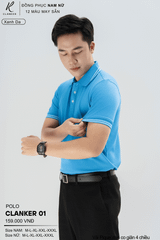 Áo Polo Thể Thao CLANKER 01 Nam , Nữ Màu Xanh Da Vải Cá Sấu Thể Thao Mịn Co Dãn 4 Chiều Phủ Nano Kháng Khuẩn