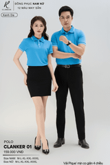 Áo Polo Thể Thao CLANKER 01 Nam , Nữ Màu Xanh Da Vải Cá Sấu Thể Thao Mịn Co Dãn 4 Chiều Phủ Nano Kháng Khuẩn