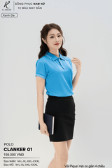 Áo Polo Thể Thao CLANKER 01 Nam , Nữ Màu Xanh Da Vải Cá Sấu Thể Thao Mịn Co Dãn 4 Chiều Phủ Nano Kháng Khuẩn