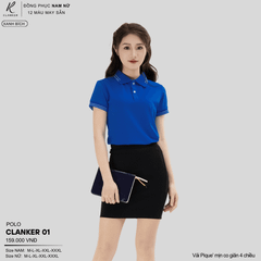 Áo Polo Thể Thao CLANKER 01 Nam , Nữ Màu Trắng  Vải Cá Sấu Thể Thao Mịn Co Dãn 4 Chiều Phủ Nano Kháng Khuẩn