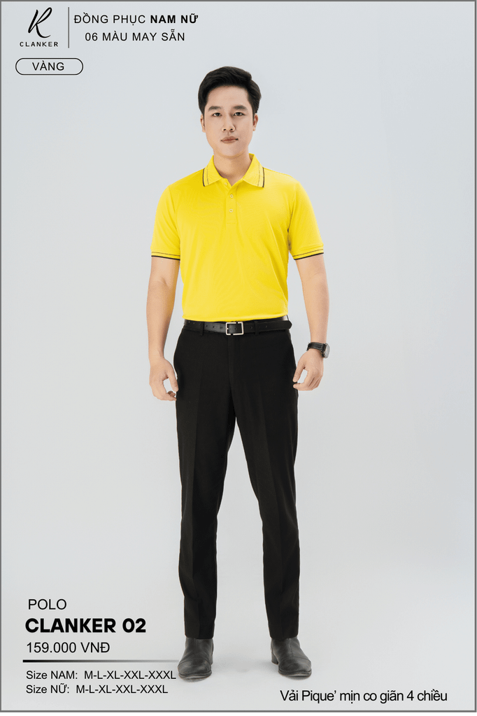 Áo Polo Thể Thao CLANKER 02 Nam , Nữ Màu Vàng