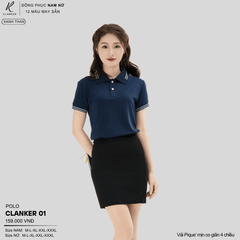 Áo Polo Thể Thao CLANKER 01 Nam , Nữ Màu Trắng  Vải Cá Sấu Thể Thao Mịn Co Dãn 4 Chiều Phủ Nano Kháng Khuẩn