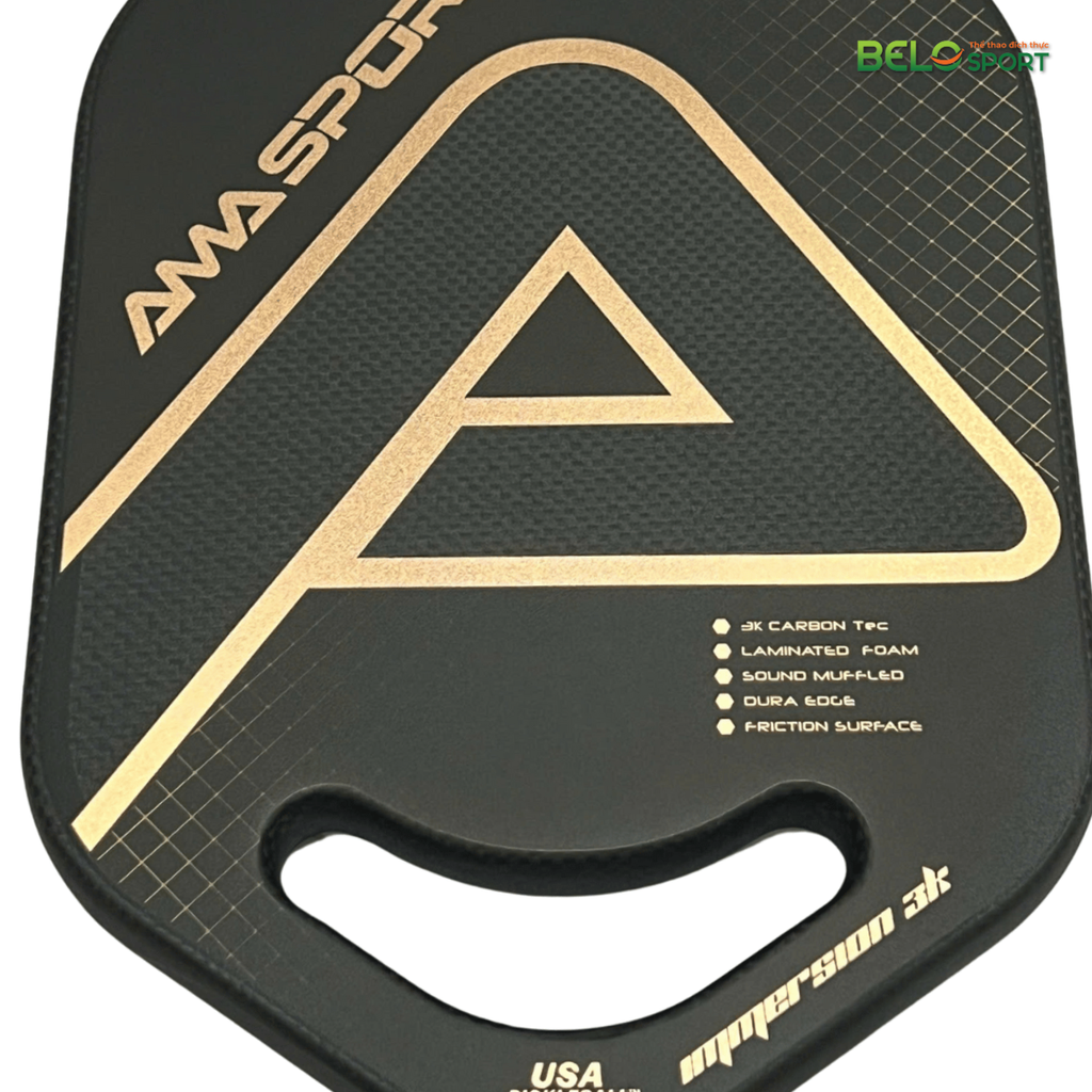 Vợt Pickleball AMASPORTS - PPR 001 Chất Liệu Sợi Carbon 3K Màu Đen