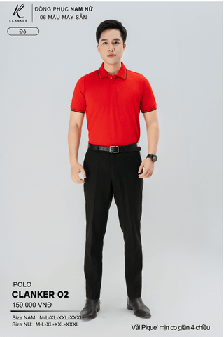 Áo Polo Thể Thao CLANKER 02 Nam , Nữ Màu Đỏ