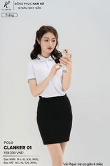 Áo Polo Thể Thao CLANKER 01 Nam , Nữ Màu Trắng  Vải Cá Sấu Thể Thao Mịn Co Dãn 4 Chiều Phủ Nano Kháng Khuẩn