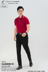 Áo Polo Thể Thao CLANKER 01 Nam , Nữ Màu Đỏ Đô Vải Cá Sấu Thể Thao Mịn Co Dãn 4 Chiều Phủ Nano Kháng Khuẩn