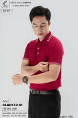 Áo Polo Thể Thao CLANKER 01 Nam , Nữ Màu Đỏ Đô Vải Cá Sấu Thể Thao Mịn Co Dãn 4 Chiều Phủ Nano Kháng Khuẩn