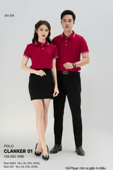 Áo Polo Thể Thao CLANKER 01 Nam , Nữ Màu Đỏ Đô Vải Cá Sấu Thể Thao Mịn Co Dãn 4 Chiều Phủ Nano Kháng Khuẩn