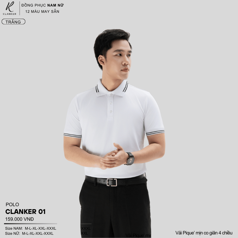 Áo Polo Thể Thao CLANKER 01 Nam , Nữ Mùa Xanh Than Vải Cá Sấu Thể Thao Mịn Co Dãn 4 Chiều Phủ Nano Kháng Khuẩn