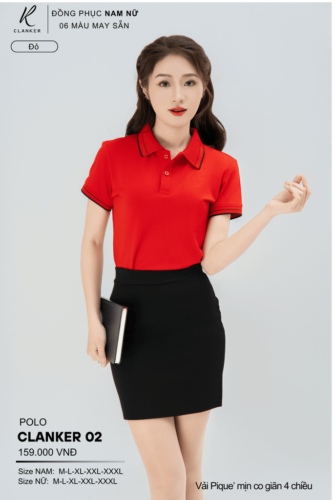 Áo Polo Thể Thao CLANKER 02 Nam , Nữ Màu Đỏ