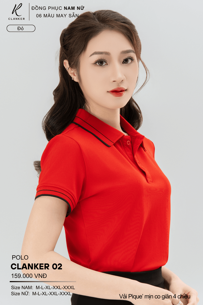 Áo Polo Thể Thao CLANKER 02 Nam , Nữ Màu Đỏ