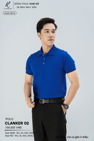 Áo Polo Thể Thao CLANKER 02 Nam , Nữ Màu Xanh Bích