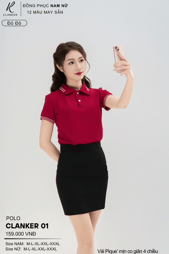 Áo Polo Thể Thao CLANKER 01 Nam , Nữ Màu Đỏ Đô Vải Cá Sấu Thể Thao Mịn Co Dãn 4 Chiều Phủ Nano Kháng Khuẩn