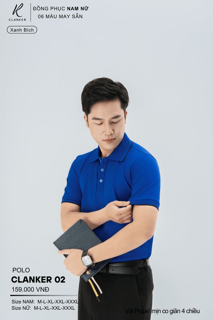 Áo Polo Thể Thao CLANKER 02 Nam , Nữ Màu Xanh Bích